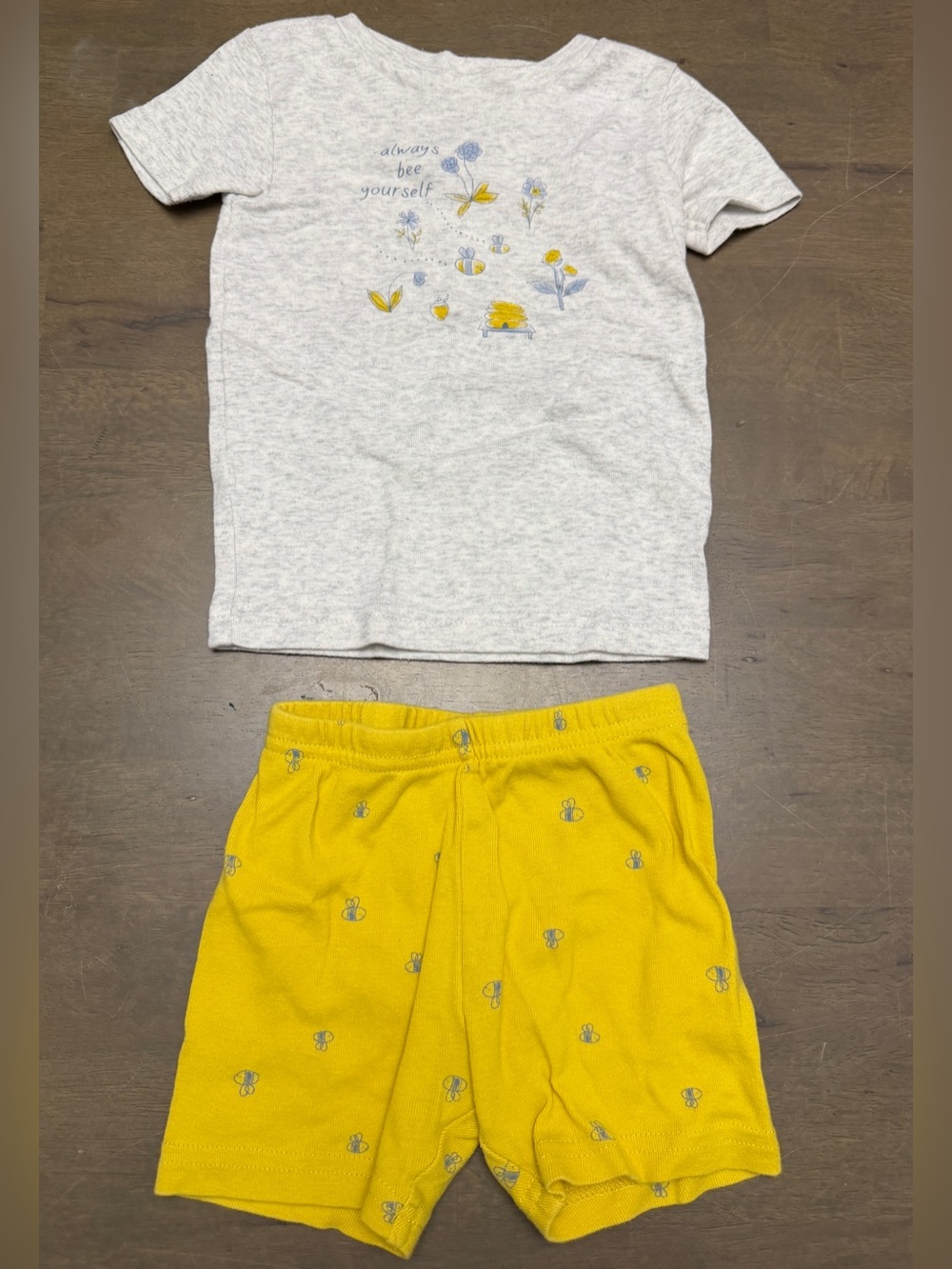 Carter's Heather Gray Bee Graphic Tee & Yellow Bee-Print Shorts Pajama Set